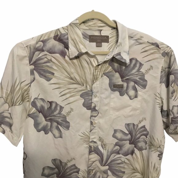 Honolulu Surf Co Mens Hawaiian button up gray Palm leaf floral Shirt sz XXL - Picture 2 of 9